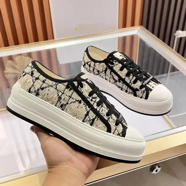 Dior B23 Low-Top Sneakers Beige Black Tweed Platform Sneakers Chunky Sneakers - 1