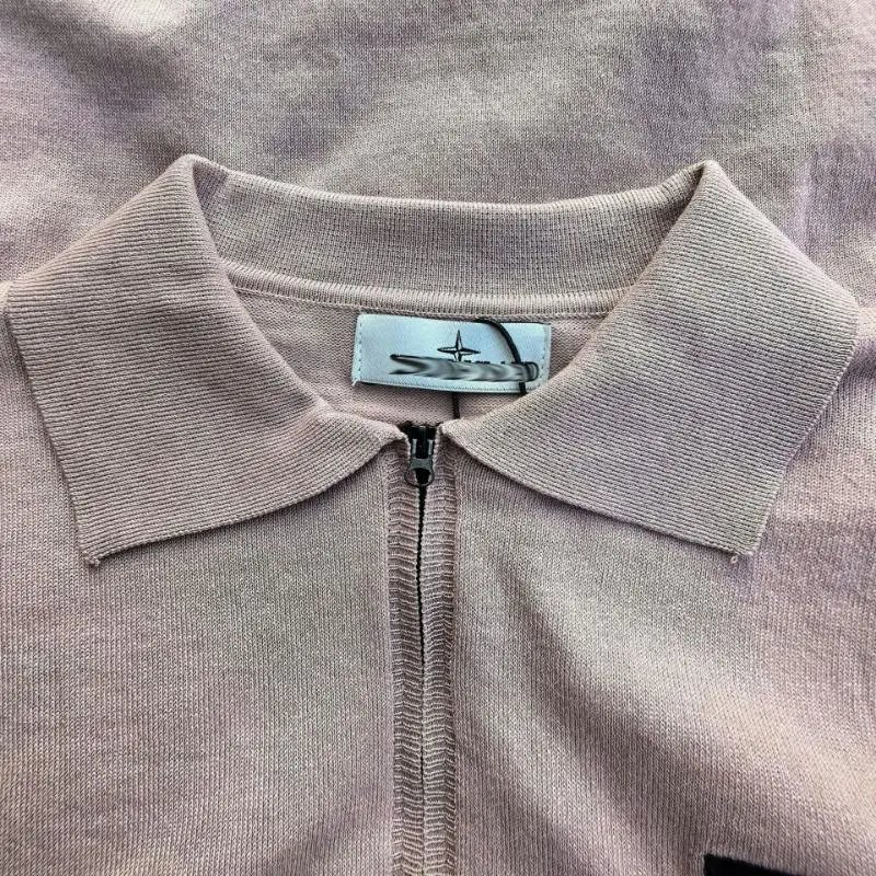 Stone Island Knit Polo Shirt Pale Yellow Tops Polo - 21