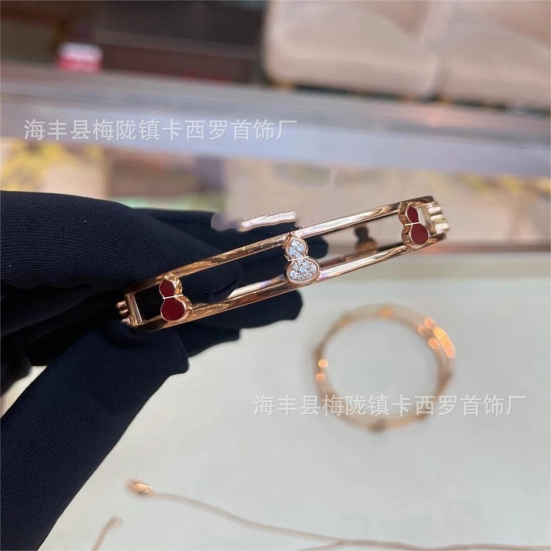 Design Oeelin Double Heart Bangle Gold Bracelet Jewelry - 4