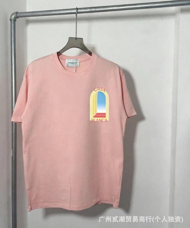 Casablanca T-Shirts Graphic-Print Crewneck — C-133 Pink