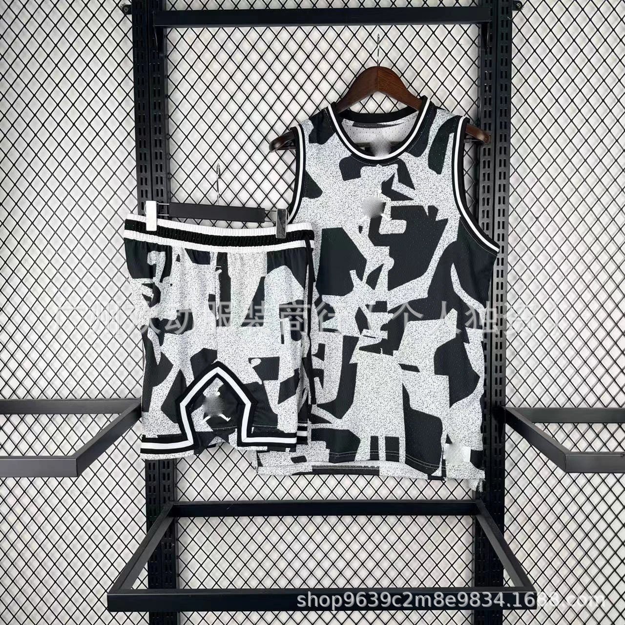 Design Tie-Dye Basketball Set Black / White Vest Top and Shorts - 3