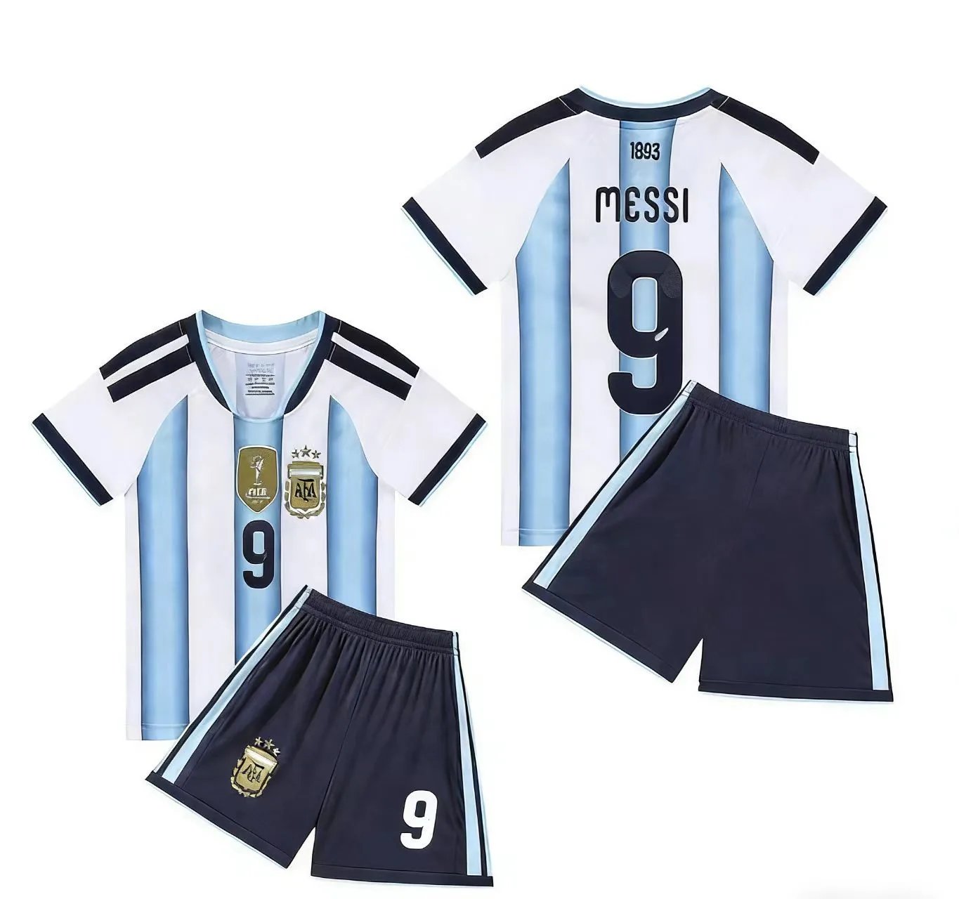 Design Argentina National Team Home Jersey White Light Blue Stripes Messi Edition Jersey - 2