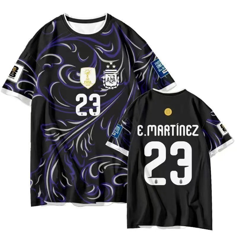 AFA Argentina National Team L. Martínez #22 Home Jersey Blue and White Striped Soccer Jersey - 8