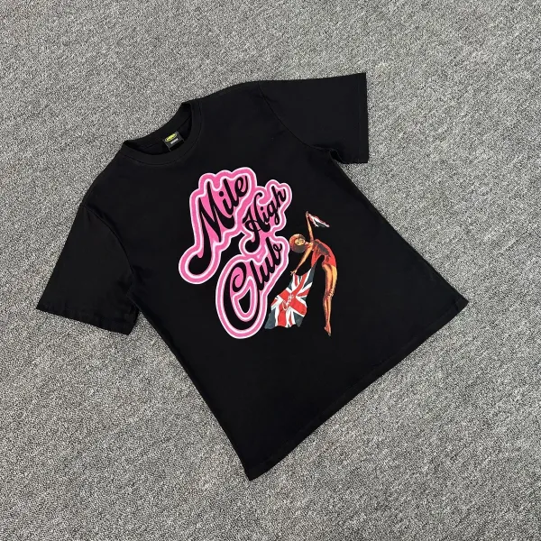 Design Mile High Club Graphic Print Black T-Shirt T-Shirts - 1