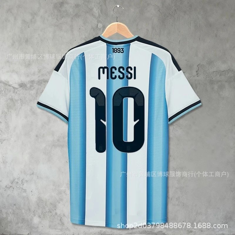 Design Argentina National Team Home Jersey J. Álvarez #9 Blue and White Stripes Football Jersey - 7