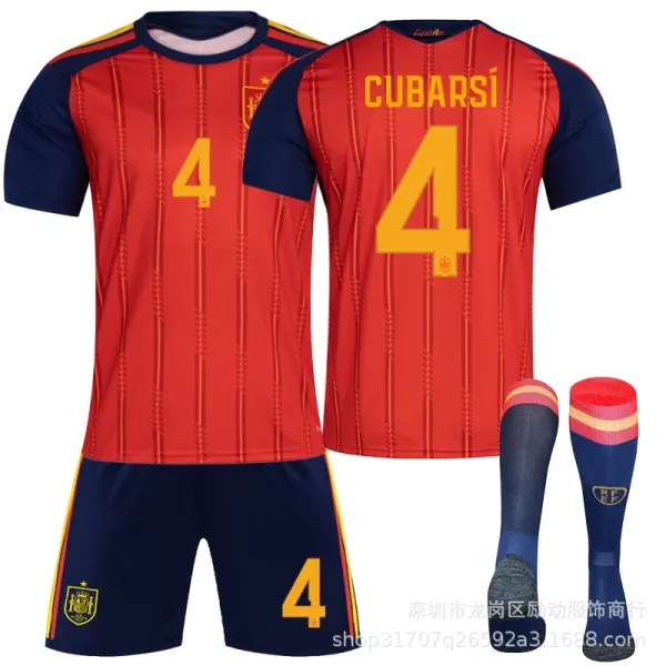 Design Spain National Team Home Kit Red / Navy Jersey Shorts Socks Set Sets - 9