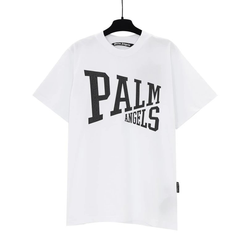 Palm Angels Logo Embroidered White T-Shirt - 25