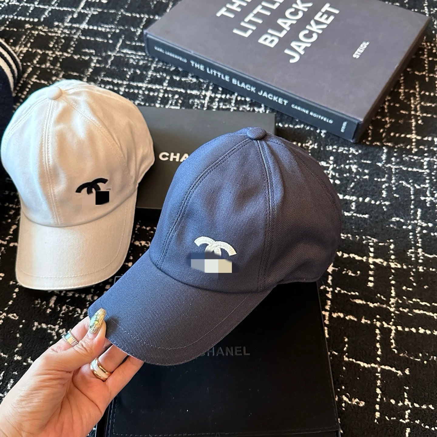 Chanel Logo Embroidered Baseball Cap Black and Beige - 6