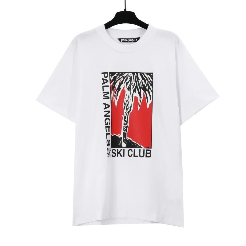 Palm Angels Logo Embroidered White T-Shirt - 52