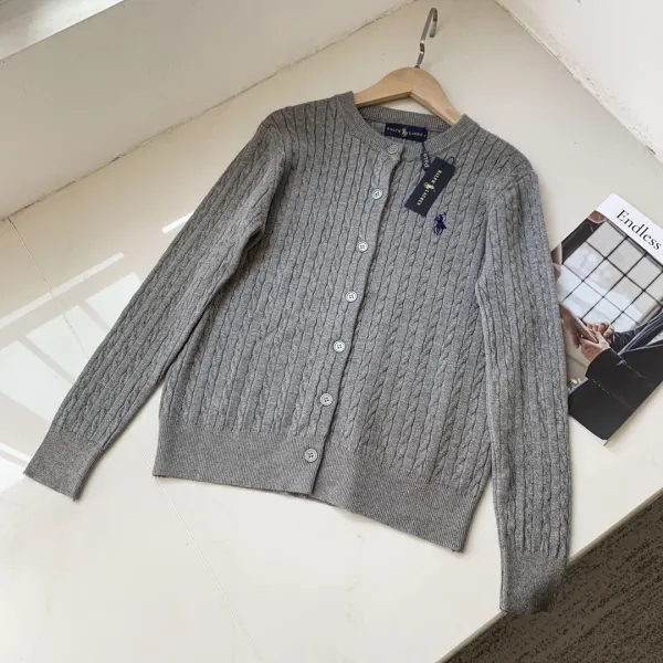 Polo Ralph Lauren Cable Knit Cardigan Gray Sweater - 1