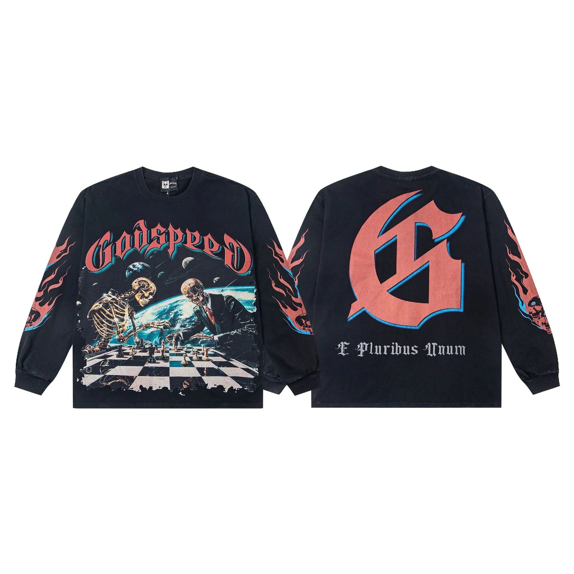 Godspeed Statue of Liberty Graphic Long-Sleeve T-Shirt Black - 27