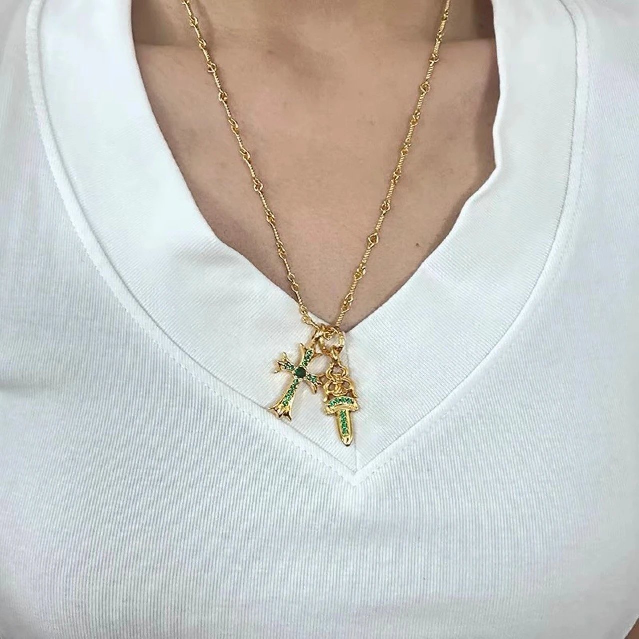 Chrome Hearts Dagger and Cross Pendant Necklace Silver Jewelry - 6