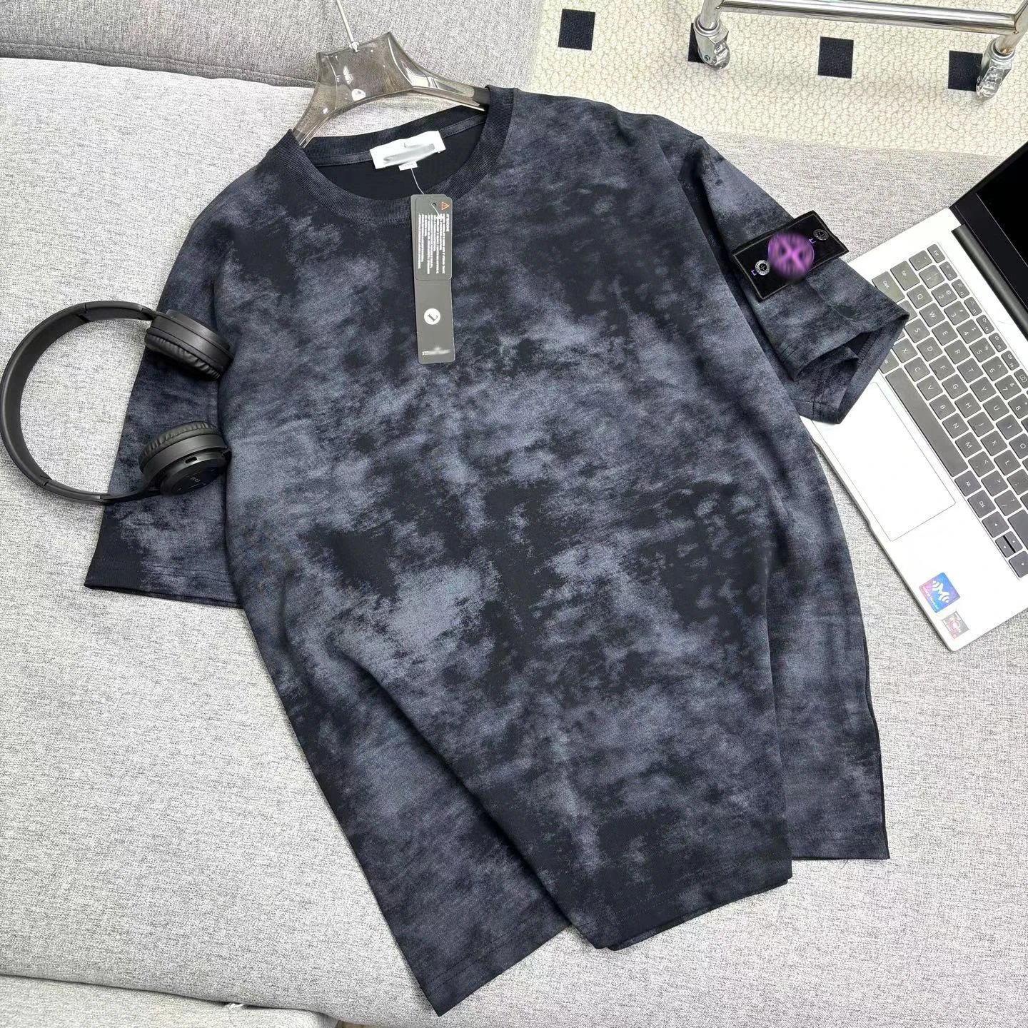 Design Acid Wash Light Blue Oversized T-Shirt - 8
