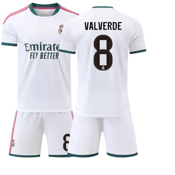 Real Madrid 2023-24 Home Jersey White with Green Trim - 1