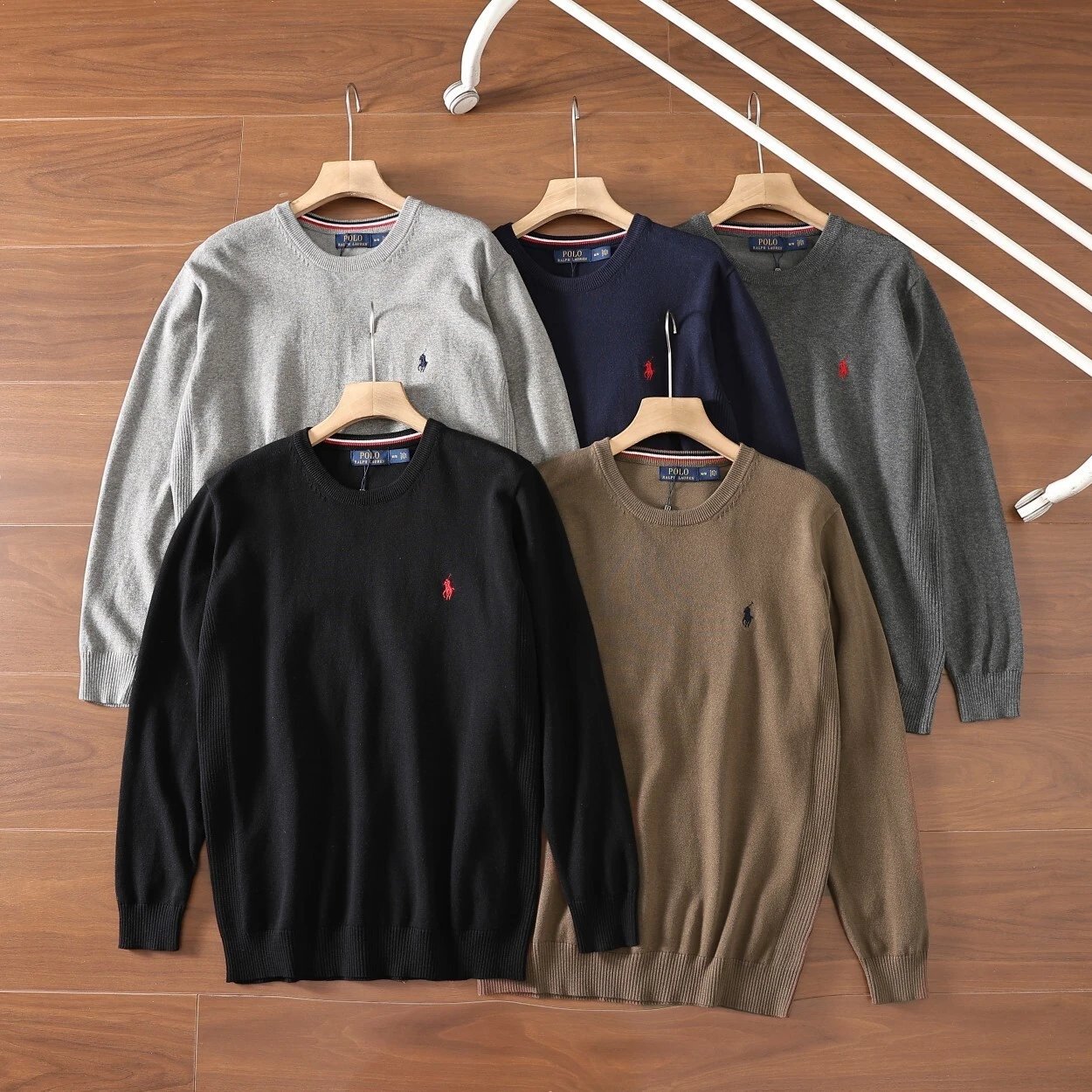 Design Classic Ribbed Crewneck Black Sweater Tops.sweater - 3