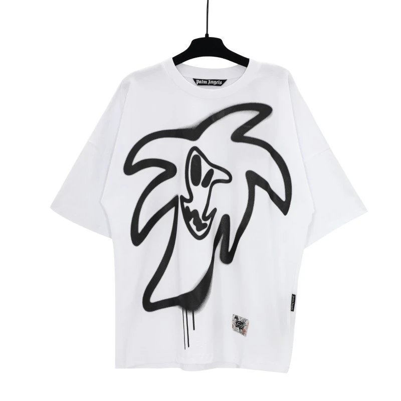 Palm Angels Logo Embroidered White T-Shirt - 15