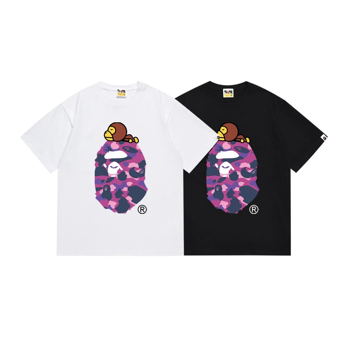A Bathing Ape Pixel Camo Ape Head White T-Shirt - 4