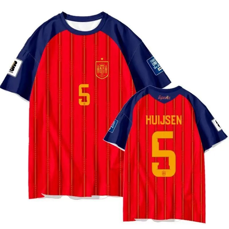 Design Spain National Team Lamine Yamal #19 Jersey Red / Blue Jersey - 3