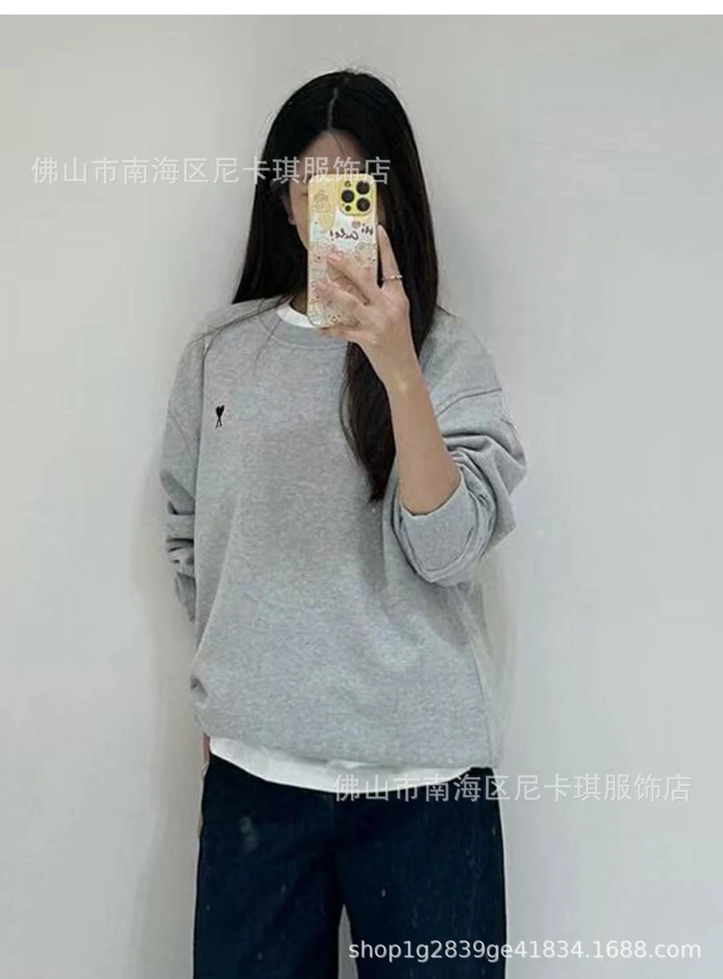 Comme des Garçons Play Heart Logo Gray Crewneck Sweatshirt Sweater - 15