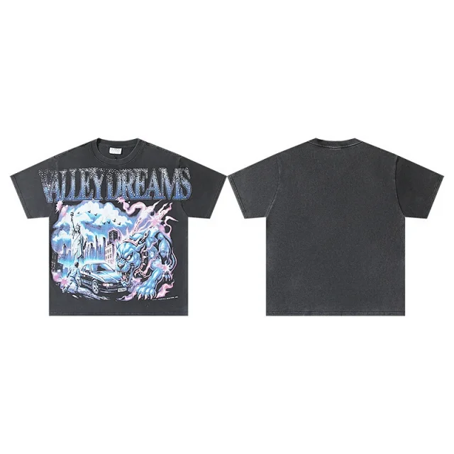 Unbranded T-Shirts Washed graphic-print short-sleeve T-shirt product detail image 17