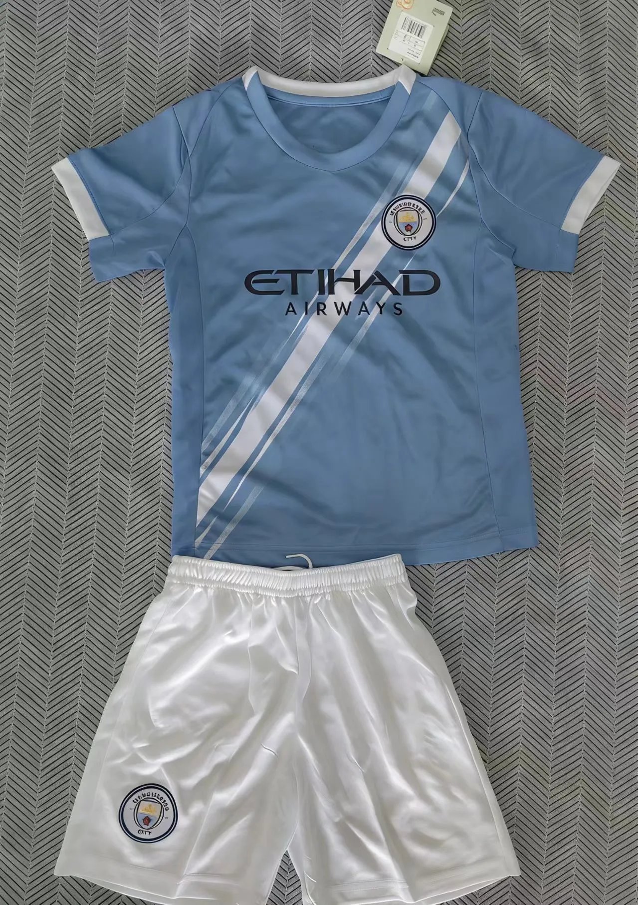 Inter Milan Home Kit Black and Blue Striped Jersey and Shorts Set - 4