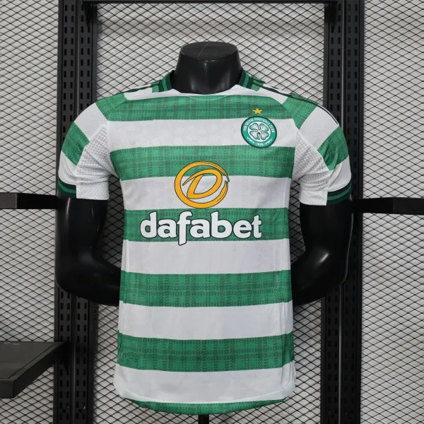 AC Milan Celtic FC 2023-24 Home Jersey Green and White Striped Jersey - 1