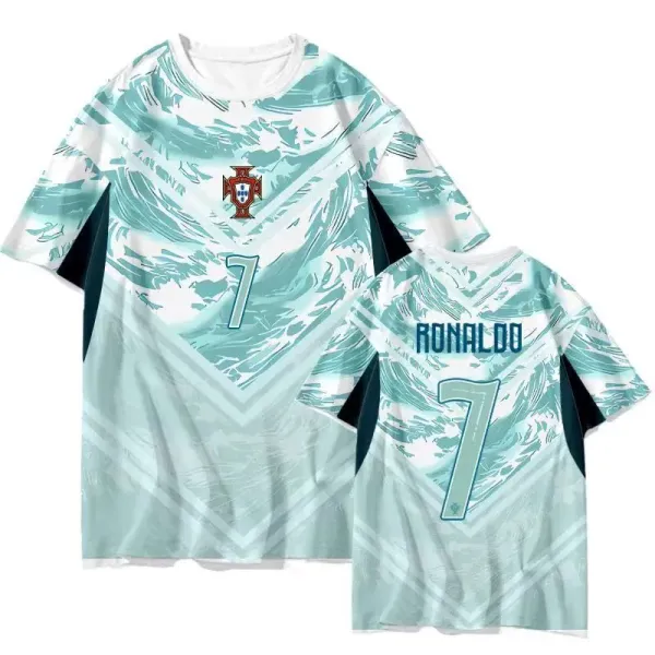 Portugal National Team Cristiano Ronaldo #7 Wave Print Jersey - 1
