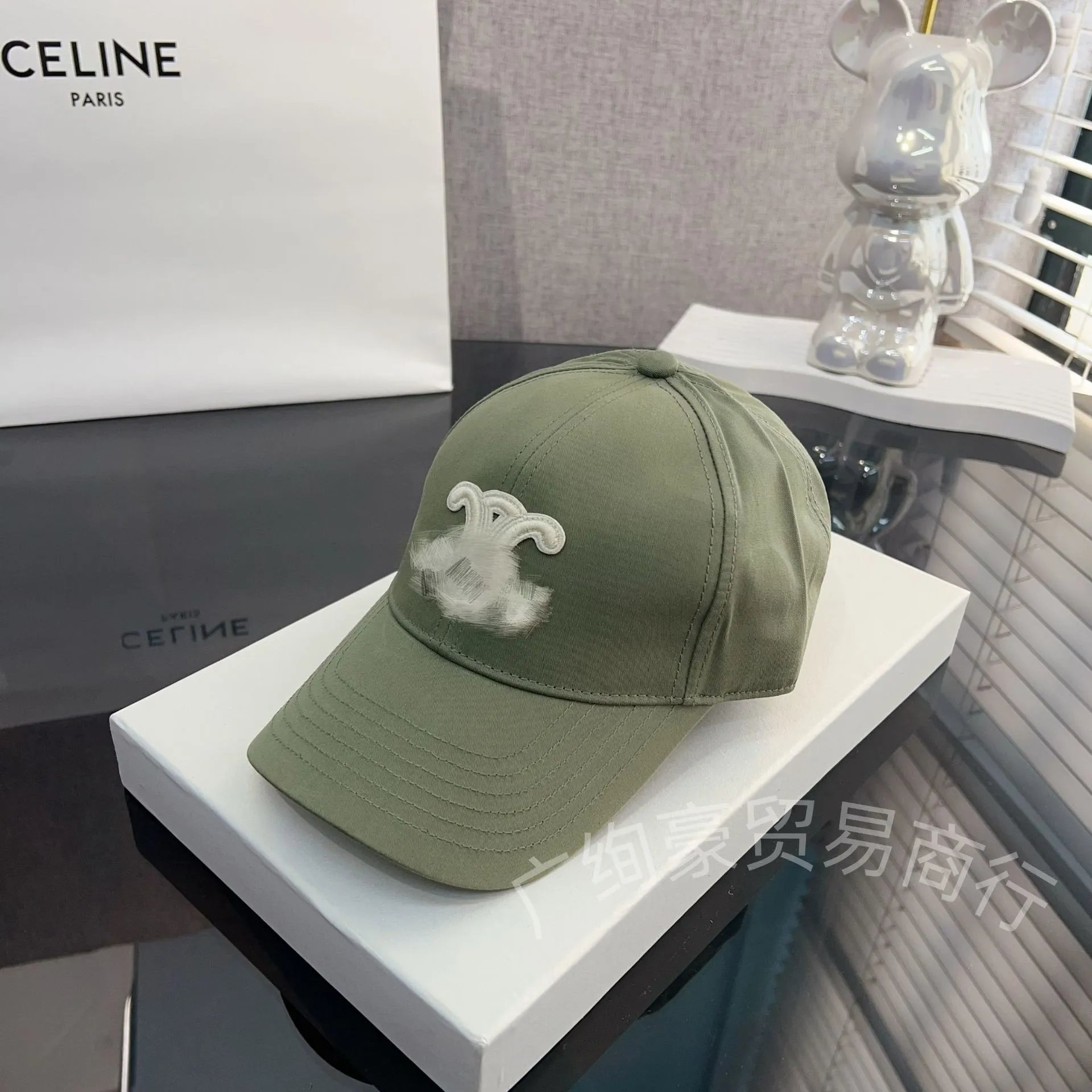 Design Abstract Ink Print White Baseball Cap - 12