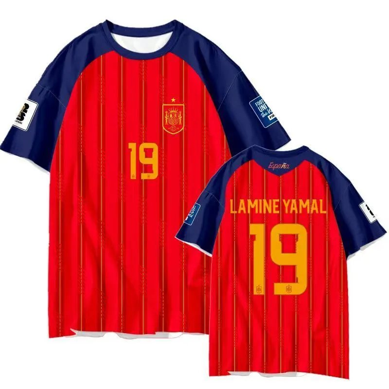 Design Spain National Team Lamine Yamal #19 Jersey Red / Blue Jersey - 11