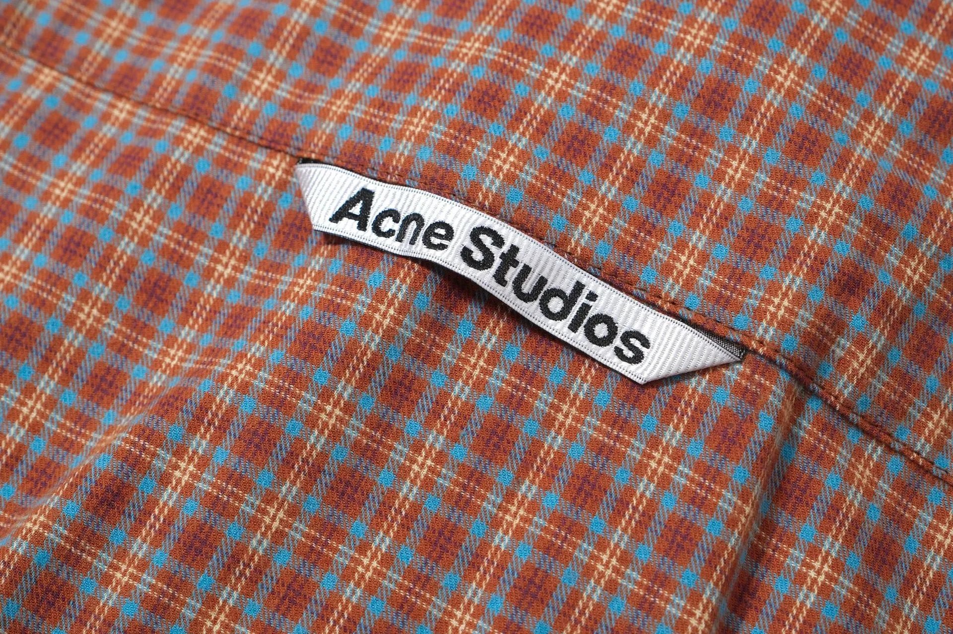 Acne Studios Plaid Shirt with Contrast Sleeves Red Beige - 22