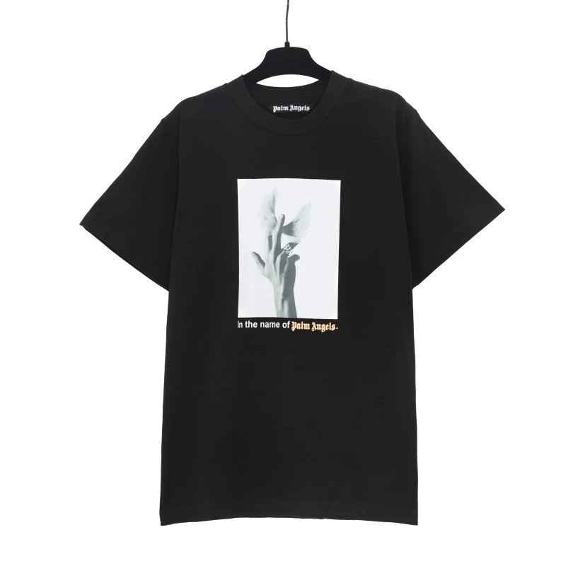 Palm Angels Logo Embroidered White T-Shirt - 36