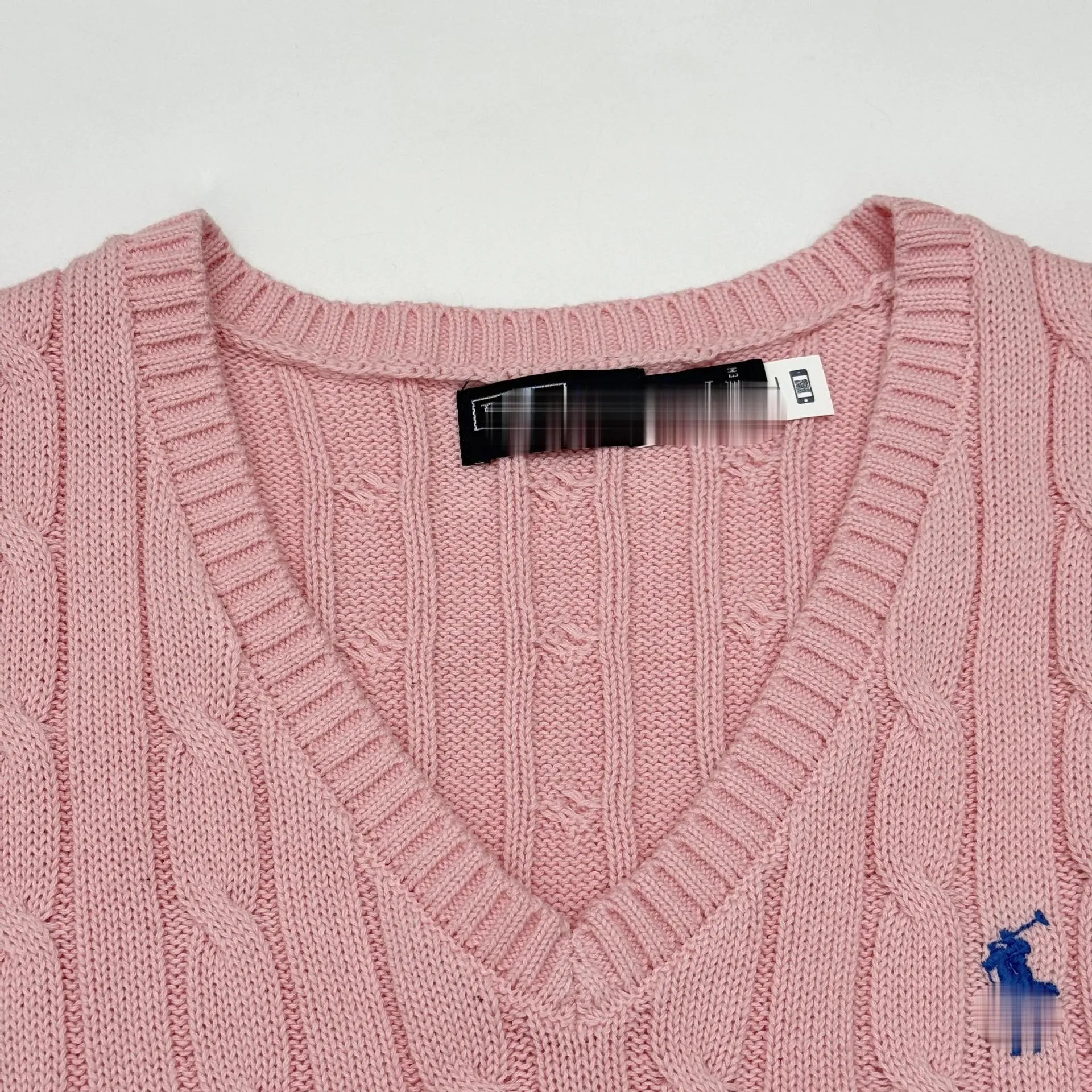 Polo Ralph Lauren Cable Knit V-Neck Short Sleeve Sweater Black - 16