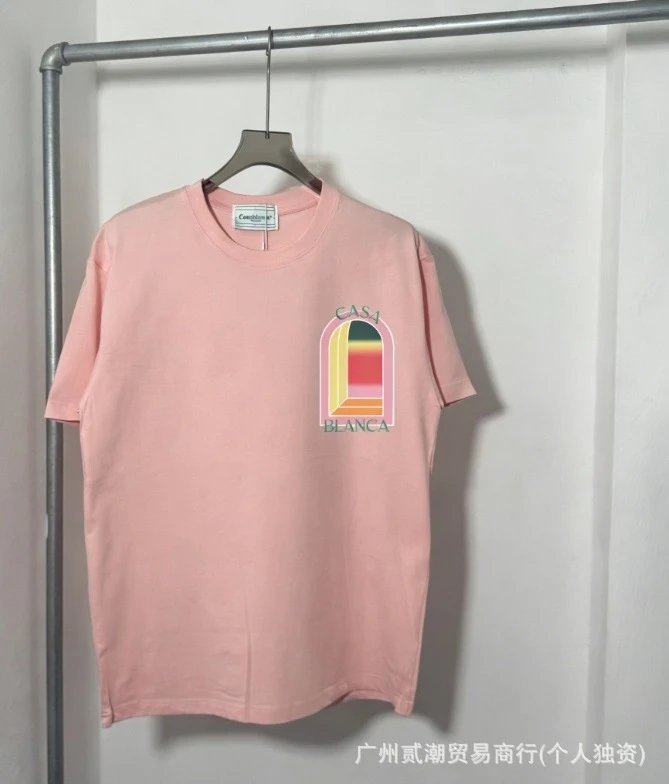 Casablanca T-Shirts Graphic-Print Crewneck — C-131 Pink
