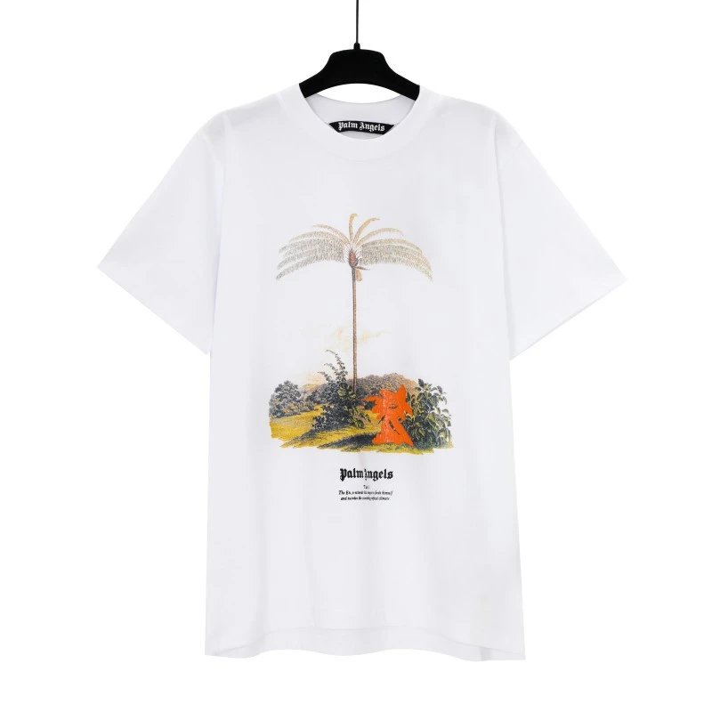Palm Angels Logo Embroidered White T-Shirt - 11