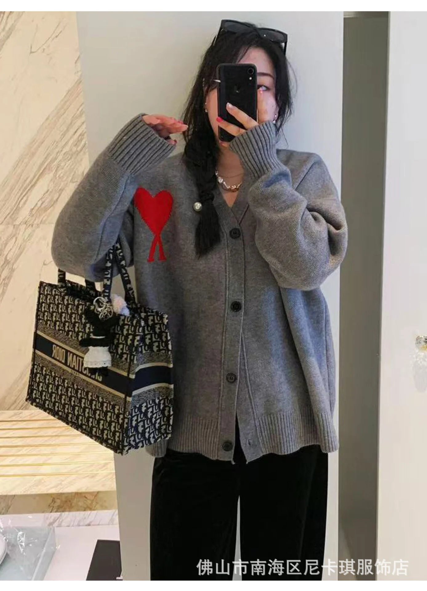 Design V-Neck Knit Cardigan Lavender Cardigan - 19