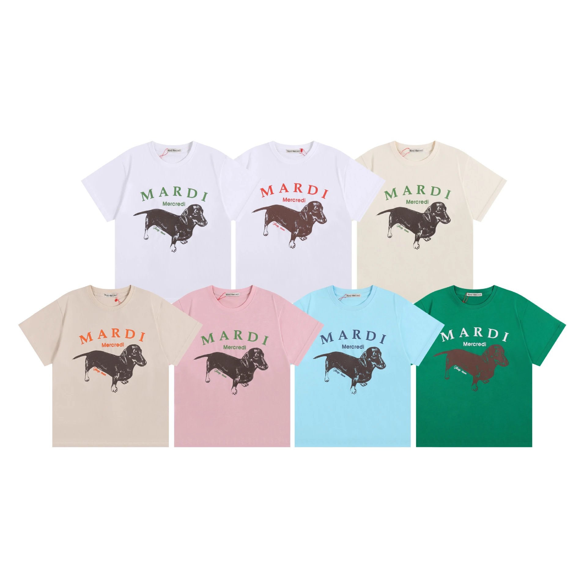 Mardi Mercredi Dachshund Graphic Tee Green T-Shirt - 3