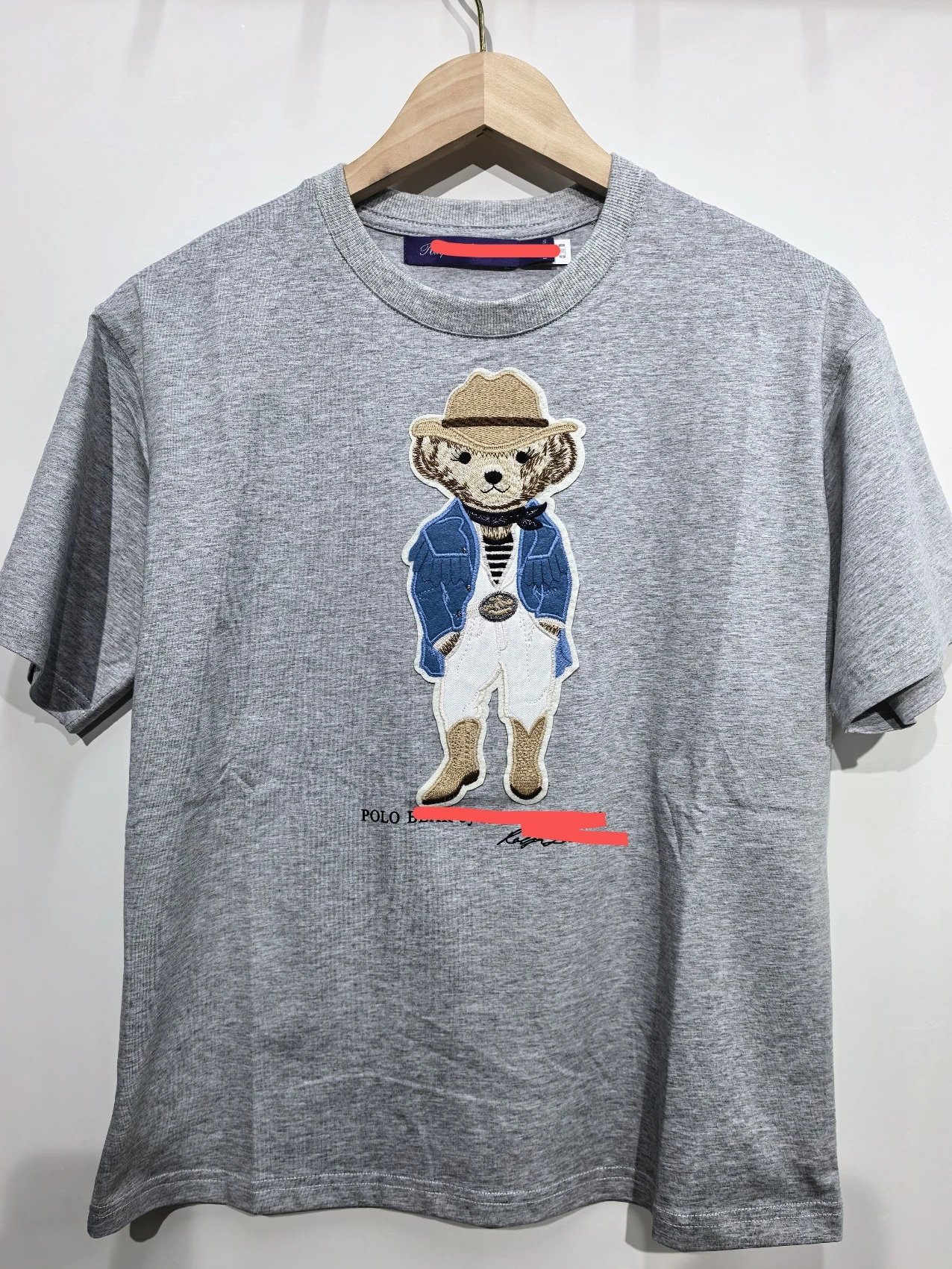 Polo Ralph Lauren Bear Embroidered Gray T-Shirt - 9