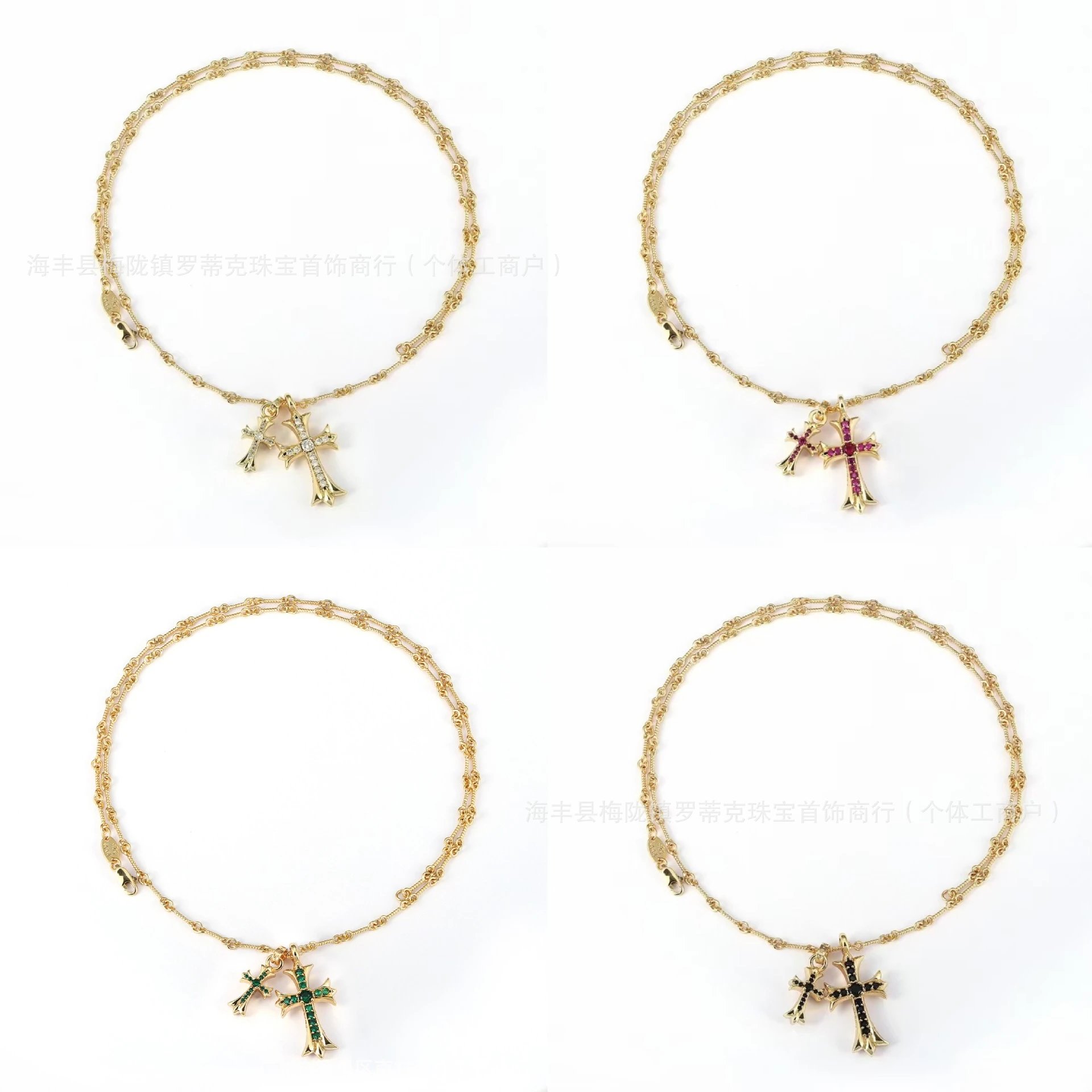 Design Gold-Tone Dog Tag Cross Pendant Necklace Jewelry - 11