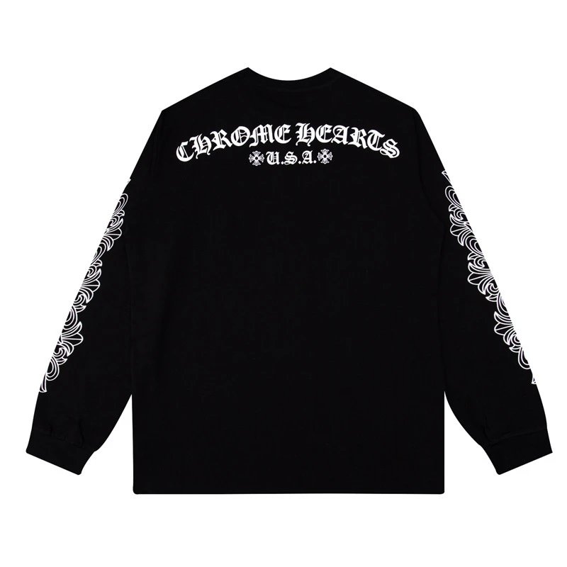 Chrome Hearts T-Shirts Graphic Long-Sleeve T-Shirt — Black 5