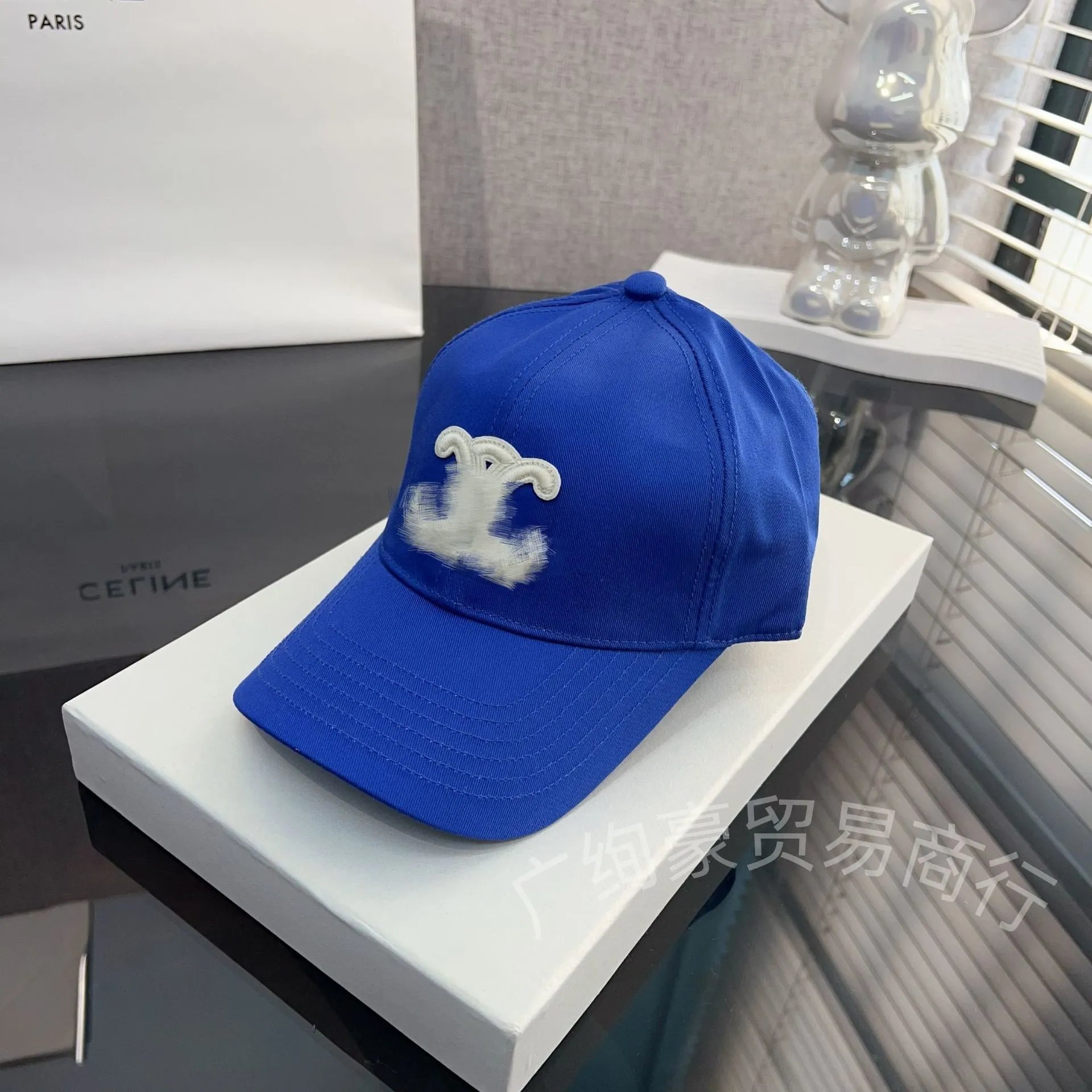 Design Abstract Ink Print White Baseball Cap - 15