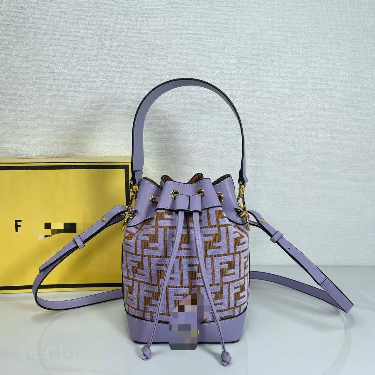 Fendi Mon Tresor Bucket Bag Blue and Brown FF Logo Canvas Handbags - 3