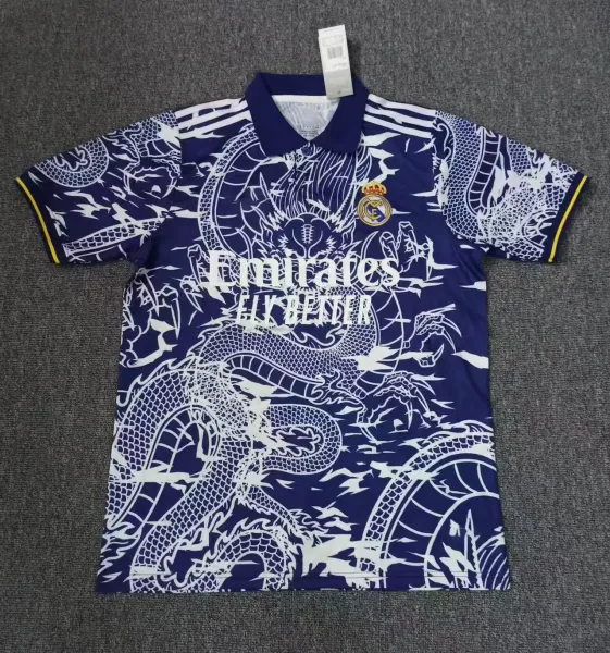Real Madrid x Adidas Dragon Print Polo Navy Polo Shirt - 1