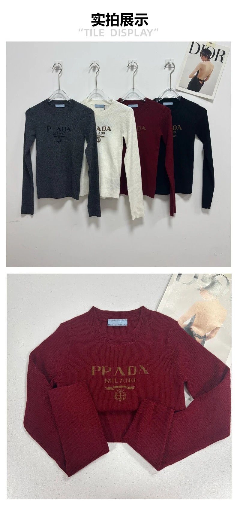 Prada Logo Knit Sweater Charcoal Gray Sweater - 4