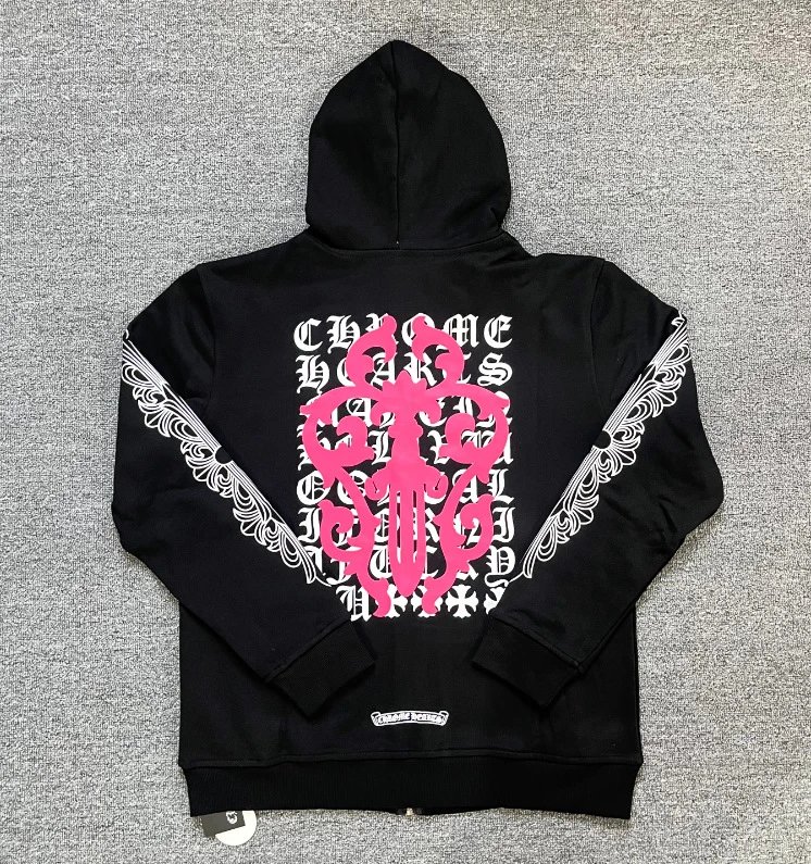 Design Hoodie White with Red Sleeve Logos - 43