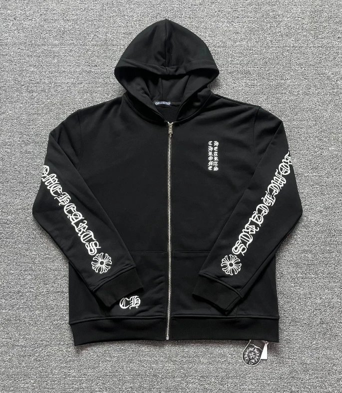 Design Hoodie White with Red Sleeve Logos - 54