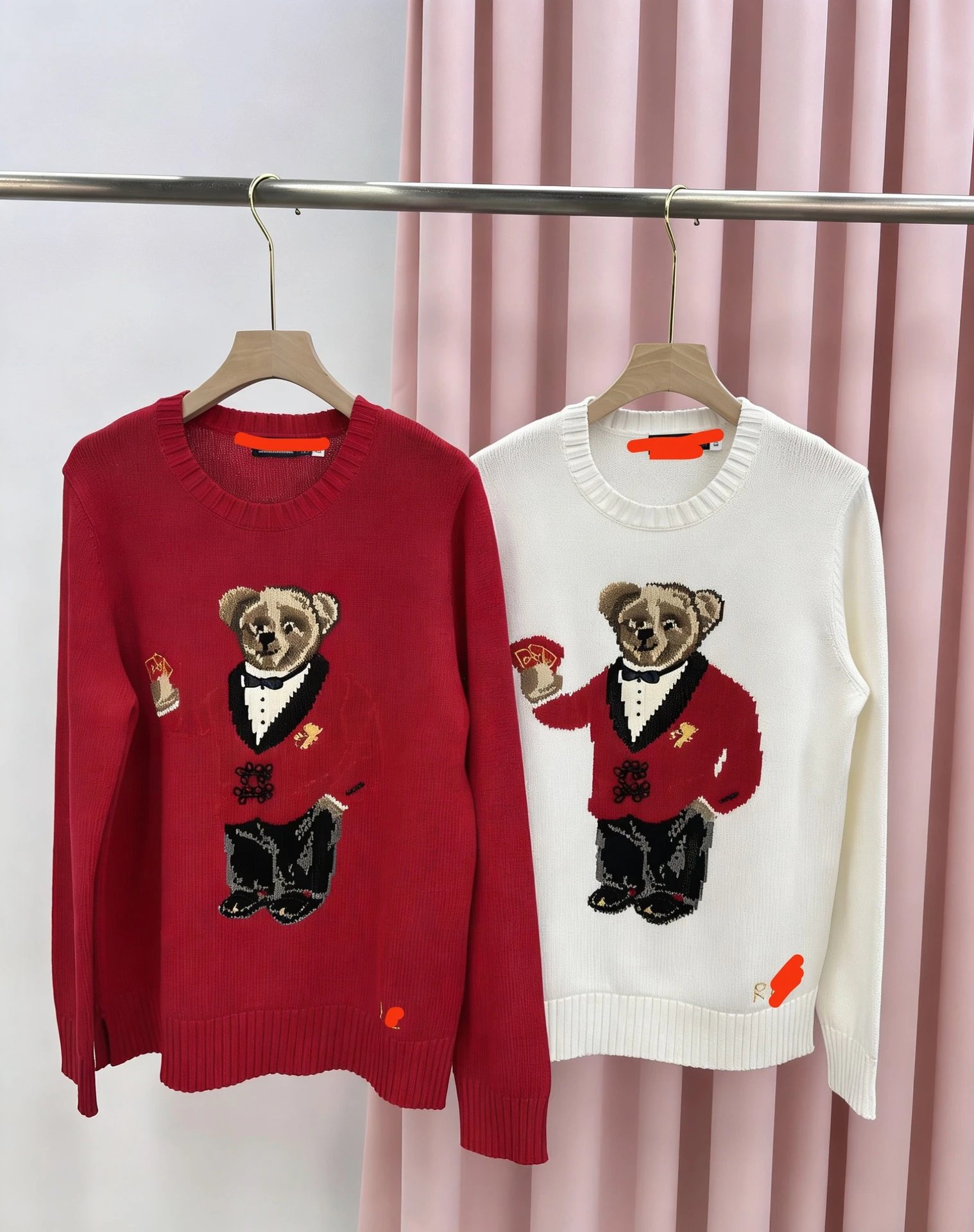 Polo Ralph Lauren Bear Motif Knit Sweater Red - 7