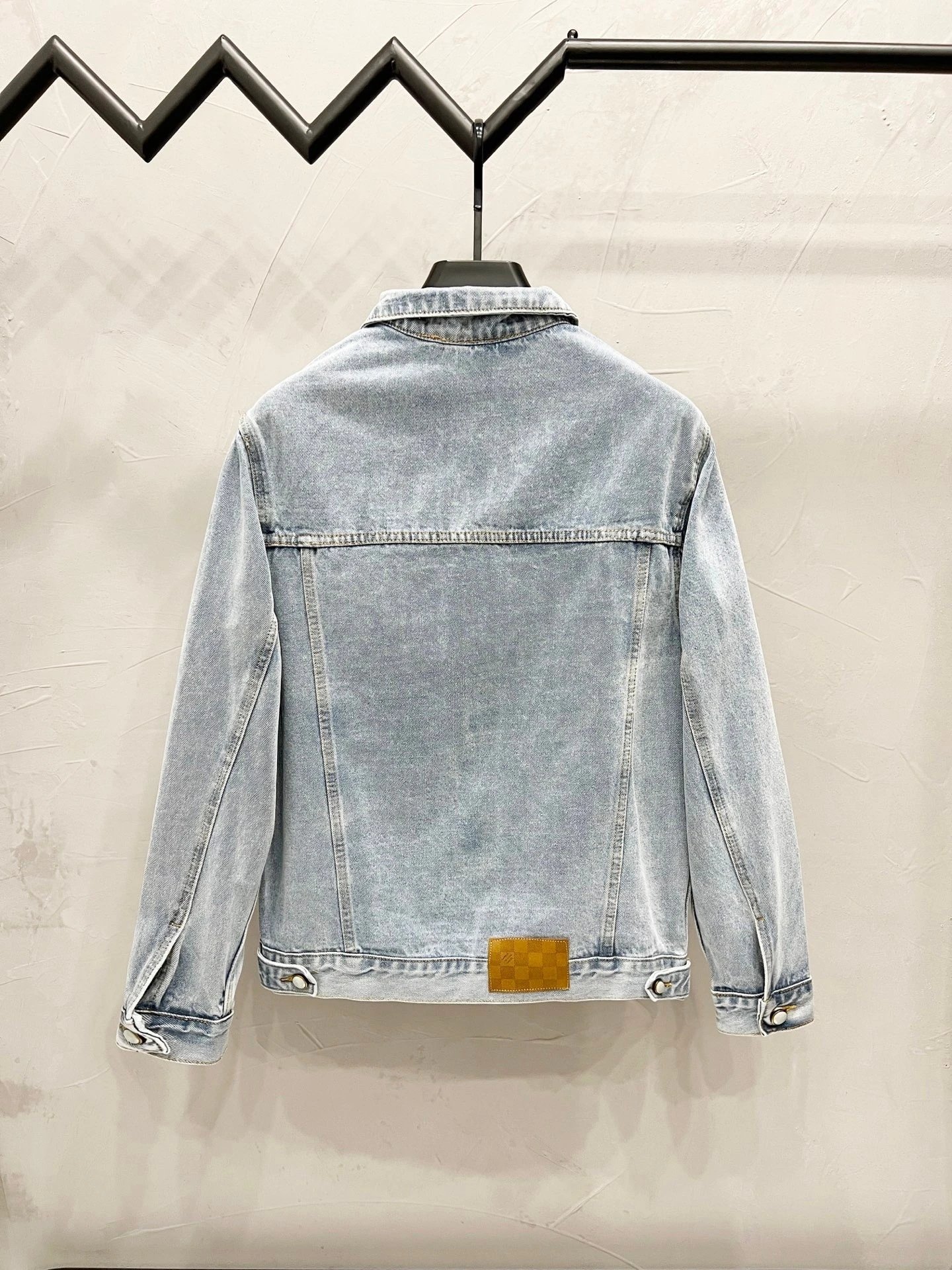 Design Light Wash Denim Jacket with Pearl Buttons and Embroidered Pocket - 14