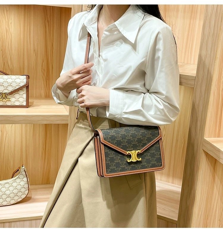 Design I.T Studio.HK C-Logo Crossbody Bag Olive Green with Tan Leather Trim Crossbody Bags - 6