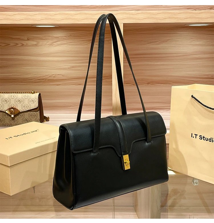 Design I.T Studio.HK Structured Leather Shoulder Bag Cognac Shoulder Bags - 14