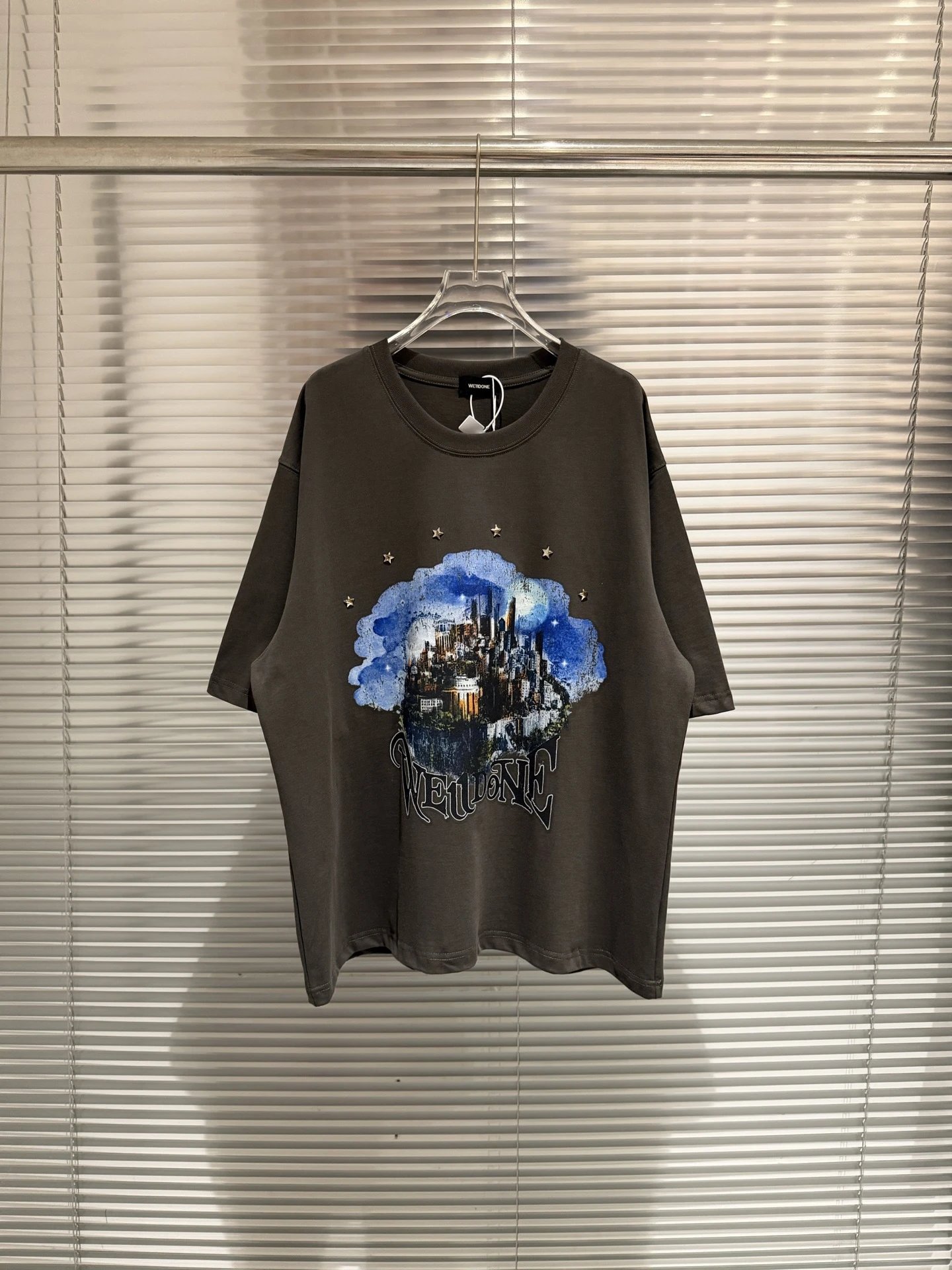 Design Wetdone Cityscape Cloud Print Black Oversized T-Shirt T-Shirts - 15